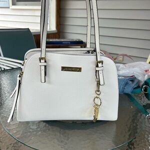 Liz Claiborne White Shoulder Bag with Gold Charm